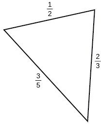A triangle with sides 1/2, 2/3, and 3/5. Angles unknown.